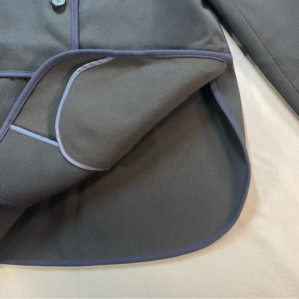 J Crew Tipped Twill Blazer Jacket w/ Mandarin Collar; Black/Navy - Womens Size 4
